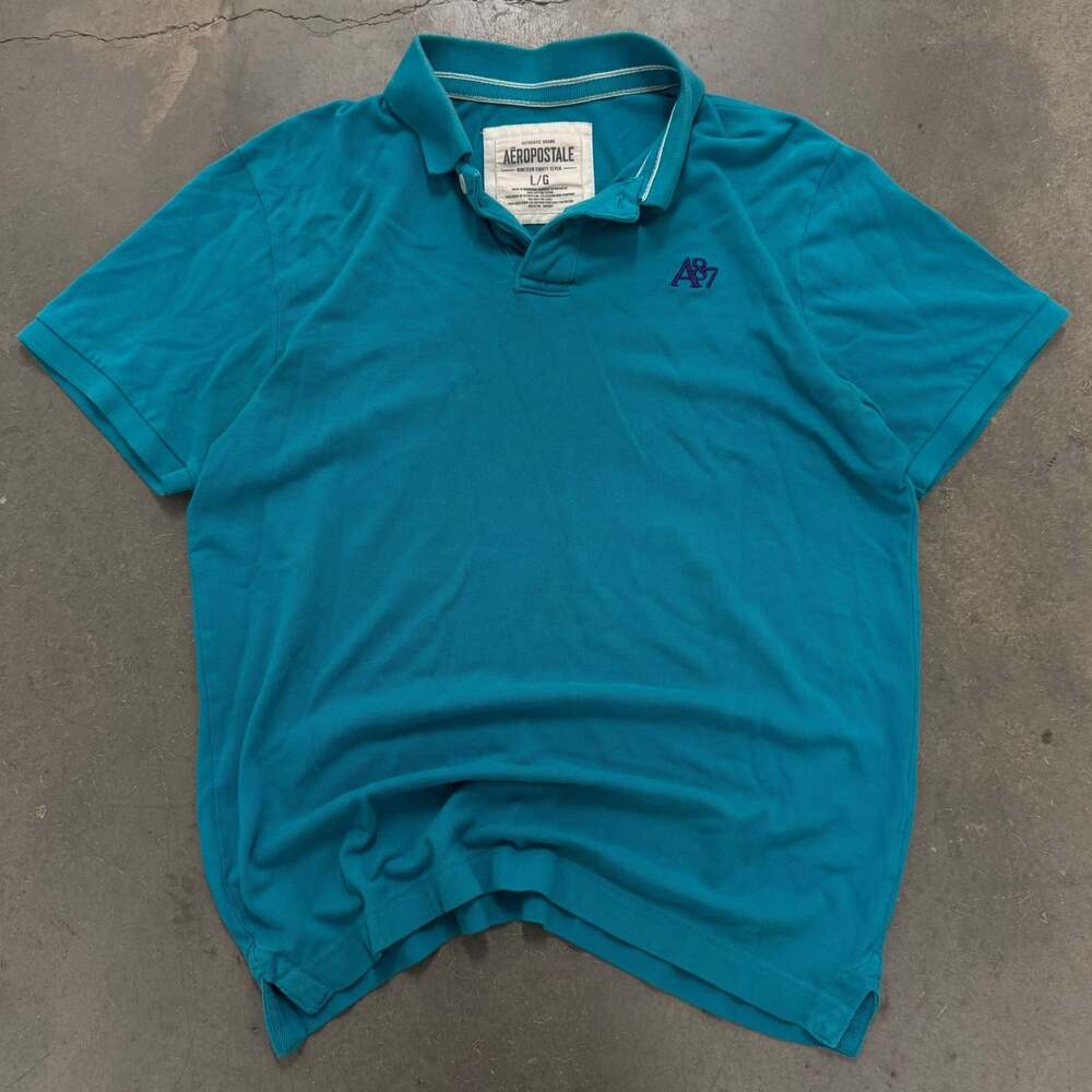 Aéropostale A87 Polo Shirt Teal Turquoise Men’s Large Y2K Style